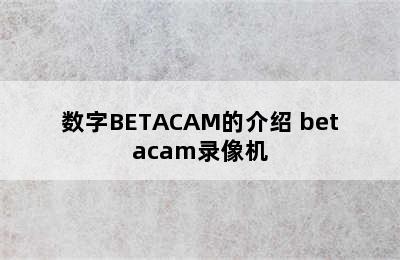 数字BETACAM的介绍 betacam录像机